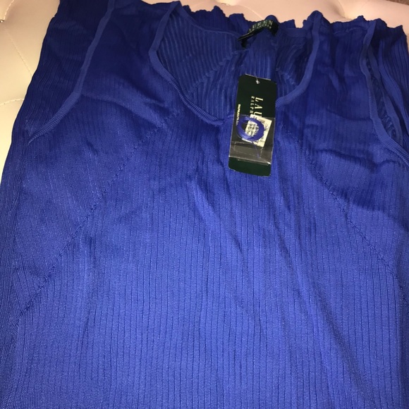 NEW Lauren Ralph Lauren Blue Ribbed Knit Sleeveless Knee Length Dress Size XL - Picture 6 of 13